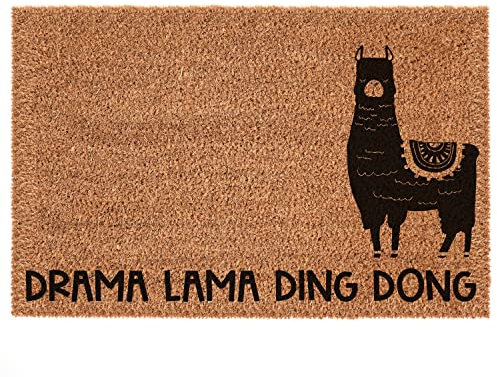 Interluxe Kokosfußmatte - Drama Lama Ding Dong - lustige Fussmatte als Geschenk für den Umzug oder Einzug Türmatte 100% Made in Germany (40 x 60 cm)