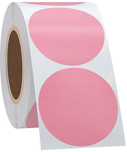 Hycodest Runde Thermo-Aufkleber, selbstklebende runde Mehrzweck-Thermodirektetiketten für Etikettendrucker, 5 cm großer Kreis, 750 Etiketten (Rosa)