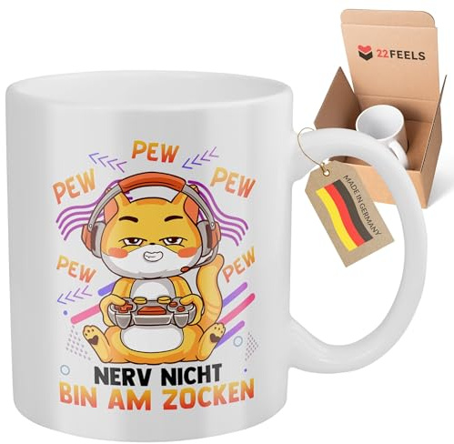 22Feels Zocker Tasse Pc Gamer Geschenk Männer Jungs Gaming Konsole Lustiger Spruch Nerv Nicht Bin Am Zocken