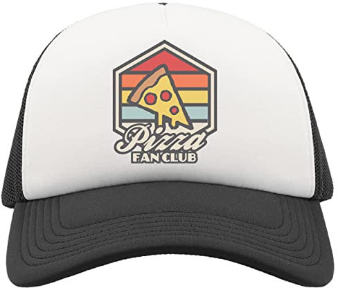 Unbekannt Retro Styled Pizza Fan Club Atmungsaktive Unisex-Half-Mesh-Cap-Hut-Baseballmütze Sport Active Schwarz
