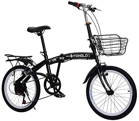Klapprad für Erwachsene, 20 Zoll Klapprad mit Variabler Geschwindigkeit, faltbares Herren und Damenfahrrad, geeignet für Ausflüge im Freien Black
