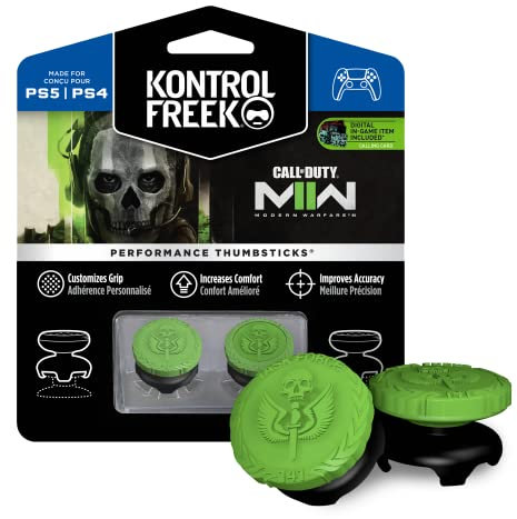 KontrolFreek Call of Duty: Modern Warfare II Performance Thumbsticks für PlayStation 4 (PS4) und PlayStation 5 (PS5) | 2 High-Rise, Hybrid/Flat | Schwarz/Grün