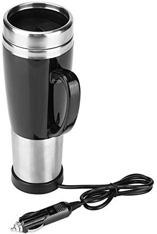 lyrlody Bollitore elettrico viaggio, 450 ml, in acciaio inox, per auto elettrica, per auto, bollitore viaggio portatile (12 V)