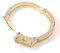 ICEDIAMOND Weißgold plattierte Hip Hop Iced Out Drama Handschellen Design Armreif, Mikro-Set helle Zirkonia Steine mit langem gezackten Schloss Schnalle Armband für Männer (Gold)