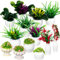 ABOOFAN 13Pcs Dollhouse Miniature Plant Mini Potted Plants Model Fake Greenery Ornament Fairy Garden Dollhouse Accessories Decoration