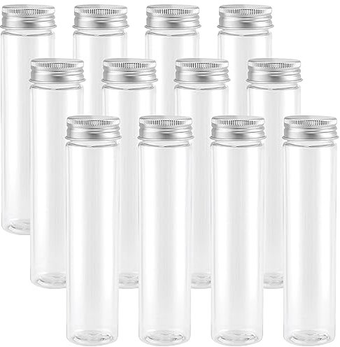 YIXNSW 12 Stücke 110ML Kunststoff Reagenzgläser, 32 x 143mm Reagenzgläser mit Schraubverschlus, Reagenzröhrchen Plastik Geeignet für die Verpackung von Blumen, Süßigkeiten, DIY, Heimdekoration