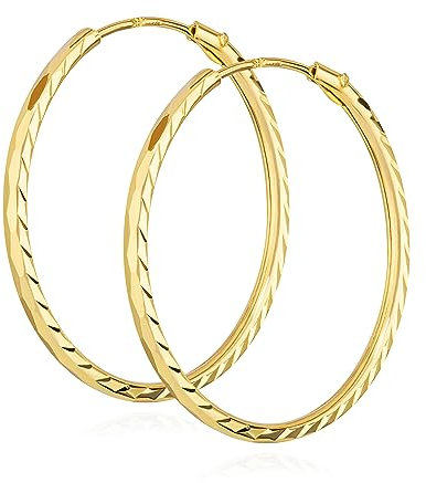 NKlaus Paar 18mm Creolen 333 Gelbgold 8 Karat Ohrringe 1,1mm breites Damen Ohrschmuck 14802