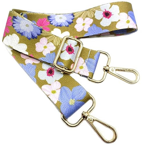 Verstellbarer Schultergurt Tasche Bunte Blumen, Taschengurte zum Wechseln, Taschengurt Breit mit Karabiner Gold, 80-130 cm Tragegurt Tasche für Damen Schultertaschen, Moderne Handtasche, 3.8cm, 606