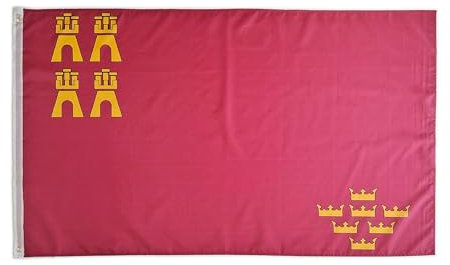 Bandera de Murcia, bandera colores Murcia, bandera 150cm x 90cm, bandera Murcia, bandera grande Murciana balcón balconera. Bandera Murcia con escudo.