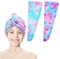 URAQT Haarturban Handtuch, 2 Stück Mikrofaser Turban Handtücher Schnelltrocknend Handtuch, Damen Haarturban Verdreht mit Knopf für Frauen Mädchen Alle Haartypen(Rosa+Blau)