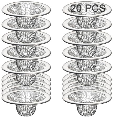 Beyoslf 20Pcs Bathroom Sink Drain Strainer Screen Mesh, 2.75'' Stainless Steel Slop Basket Filter Trap Sink Drain Mesh Basket Hair Catcher Filter Cover for Lavatory RV Shower Floor Utility Drain
