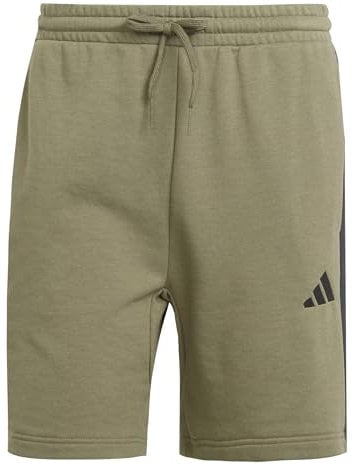 adidas Homme Essential Three Stripes French Terry Short, Olive strata/Black, XS