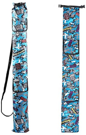 Copechilla Sac Canne a Peche 146cm avec Double Poche latérale Épaissi Fourreau Canne a Peche avec Mousqueton Canne à pêche et matériel de pêche Sac de Rangement imperméable Pliable,Camouflage Bleu