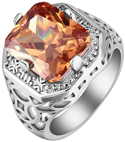 Silber Ring Damen mit Stein, Trauringe Hohles Muster Versilbert Schmuck Größe 54 (17.2) Geburtstag Geschenk