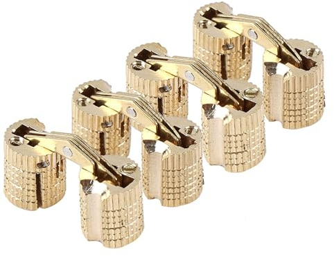 4 Stück Messing Versteckte Scharnier 8 mm 180° Öffnungswinkel Einbohrscharnier Kupfer Unsichtbare Barrel Scharnier Möbelscharnier für DIY Schmuckschatulle Handarbeit