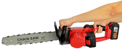 OSKOPWRC 3800W Powerful Electric Chainsaw, 16 Inch Cordless Chainsaw with 2 Batteries & Charger, Electric Battery Chainsaw, Chain Saw for Garden Tree Pruning Red