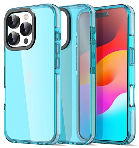 AICase Coque de Protection Transparente Bleu Clair Fluo pour Apple iPhone 16 Pro Max, Fine, légère, colorée, Tendance, étui de Protection Brillant