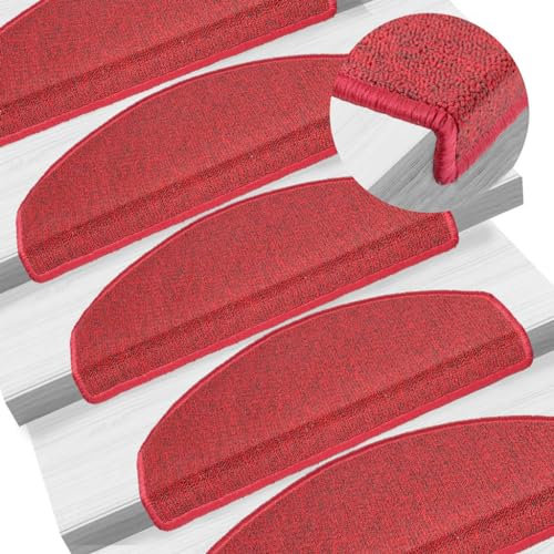 LXYZWRW Haushaltsbedarf Teppich Stufenmatten 15 Stück Bordeaux Rot 65x24x4cm Stufenmatten