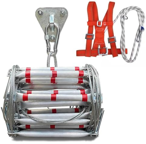 SNBGRYE Aluminiumlegierung Feuerleiter, Notfall-Evakuierungsleiter, 5-30 M Lang/Tragkraft 500 Kg, Faltbare Bauleiter, Flexible Drahtleiter,30m