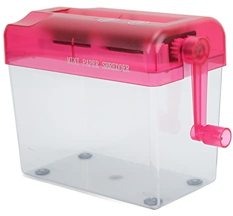 Mini-Aktenvernichter, Handgekurbelter Tragbarer Aktenvernichter mit 1-Liter-Behälter, Silikonmaterial, Vollständig Transparentes Design für Büro, Schule, Verschleißfest, Rostfrei