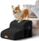 Masthome Hundetreppe 2 Stufen, Haustiertreppe aus Schaumstoff,Katzentreppe für Alte Katzen,Hundetreppe für kleine Hunde,Hunderampe mit Waschbar Plüschbezug für Bett, Couch, Schwarze