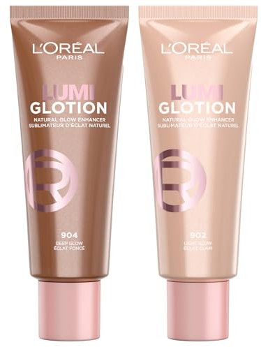 L'Oréal Paris Lumi Glotion Flüssig-Highlighter mit natürlichem Effekt, für Gesicht und Körper, feuchtigkeitsspendend, bunt, vielseitig einsetzbar, Basis-Make-Up oder Bronzer, Farbton 904 Deep Glow +