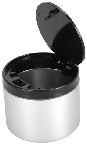 AYNEFY Portable Mini Car Ashtray with Press Lid, Multifunctional Ashtray Organizer for Cupholder, Anti Soot Flying Ashtray (Silver)