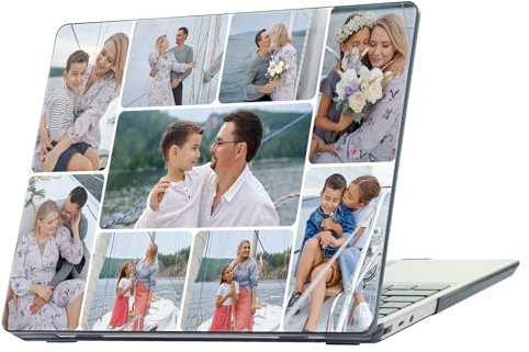 Customized Photo Text Case Compatible with Microsoft Surface Laptop Go 3 Go 2 Go 1 12.4 Inch Model 1943 2013 (2023 2022 2020 Release),Plastic Hard Shell Case(Black-1943-9Pic)