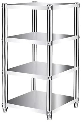 LXBAMKEA Edelstahl- Regale, 4-stöckig Lager- Regaleinheit, Verstellbar Schwerlastregale Für Küche Garage Büro Restaurant Lager, Große Kapazität(50x40x120CM)