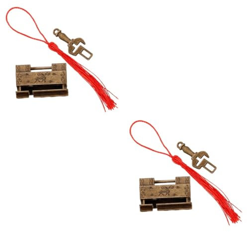 DOITOOL 2sets Small Locks Keys Old Keys Vintage Buckle Latch Sturdy Padlock Decorative Padlock Latch for Boxes