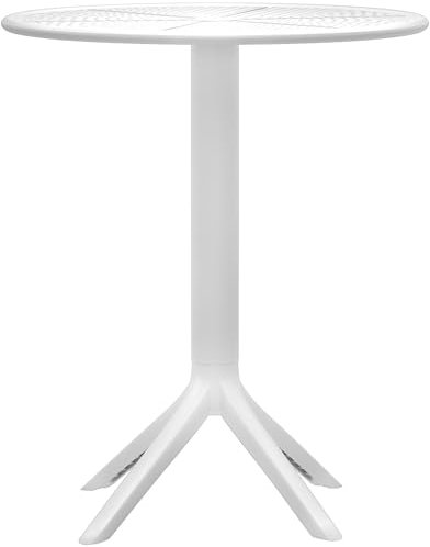 CLP Tisch Lacota Ø 60 cm I Gartentisch wetterfest und UV-beständig I Runder Balkontisch aus langlebigem Polypropylen, Farbe:weiß