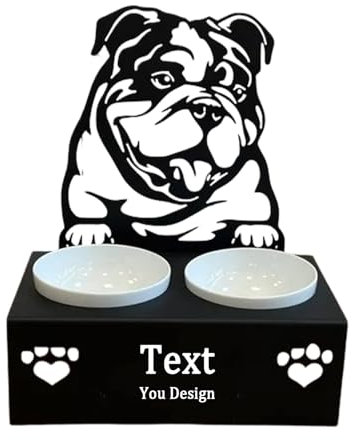 Personalised Dog Bowl – Non-Slip Elevated Pet Dish with Engraved Design | Small, Medium, Large Sizes | Durable Food & Water Bowl for All Breeds (Bulldog)