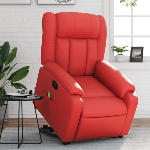 vidaXL Massagesessel mit Aufstehhilfe Rot Kunstleder