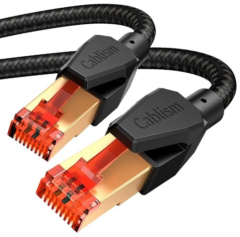 Cable de red Ethernet Cat 8 RJ45 3metros (Lote de 6), Cable de internet 0.5m 1m 2m 5m 40Gbps 2000MHz Cable apantallado chapado en oro (Paquete de 6 de 3metro)