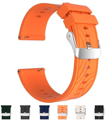 TODYSTRAP Bracelet Montre 18mm Silicone, Bracelet de Montre Caoutchouc Orange avec Libération Rapide, Smartwatch Bracelet Sport Souple pour Hommes Femmes, Bracelets Montres Silicone 18mm 20mm 22mm