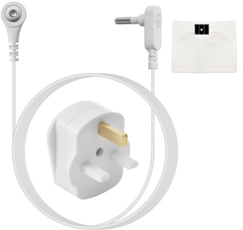UK Grounding Cord Cable 15ft with Plug for Earthing Mat Accessories | 15 Feet Earthing Ground Wire with UK Plug, Compatible with Grounding Mat, Sheet, Pillowcase, Pad, Wrist Strap Earth Blanket