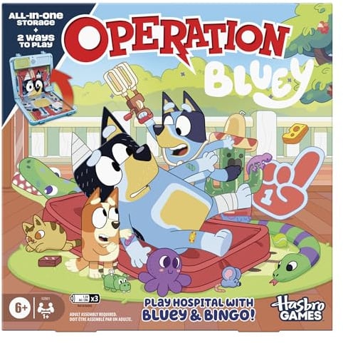 Doktor Bibber Bluey Edition Brettspiel für Kinder − elektronisches Spiel mit Geräuschen und All-in-One Tragebox − 2 Spielarten − 1+ Spieler − 10 Min. − ab 6 Jahren - Englische Version