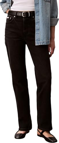 Calvin Klein Damen Jeans High Rise Straight Midnight Blac Lv047f708g