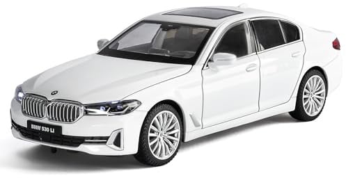 TGRCM-CZ 1/24 BMW 530Li Modellauto, Zinklegierung Zurückziehen Fahrzeuge Modellautos mit Klang und Licht für Sammler & Kinder 3 Jahre alt Geburtstagsgeschenk (weiß)