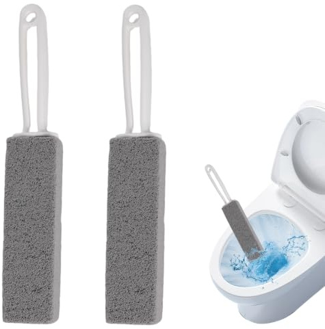 2 Pack Pumice Stone Scouring Stick,Toilet Bowl Brush Cleaning with Handle,Calcium & Rust Cleaner,Powerful Hard Water Stain Remover for Kitchen Bathtubs Pool Grill Oven Gas Stove Grates & Top