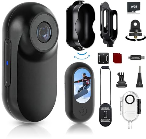 Bodycam 1080P Mini Action Cam 20M Wasserdicht mit Schutzhülle, 26g Ultraleicht Unterwasserkamera, Helmkamera Motorrad POV Kamera für Fahrrad, Ski, Outdoor Abenteuer & Geschenk für Damen und Herren