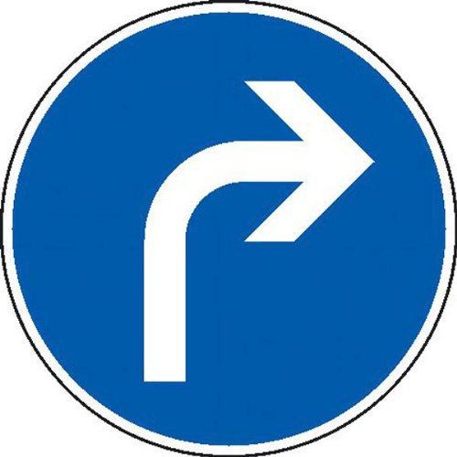 Verkehrszeichen - StVO Vorgeschriebene Fahrtrichtung rechts Größe (Durchm.): 42,0 cm Aluminium, Typ1, retroreflektierend ausgerüstet