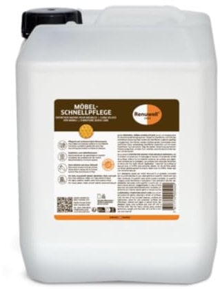 Renuwell Möbel Schnellpflege mit Bienenwachs, 5 Liter – Reinigung und Pflege für Möbel und Holzoberflächen, entfernt Staub & Fingerabdrücke, frischt Farben auf, Schweizer Qualität