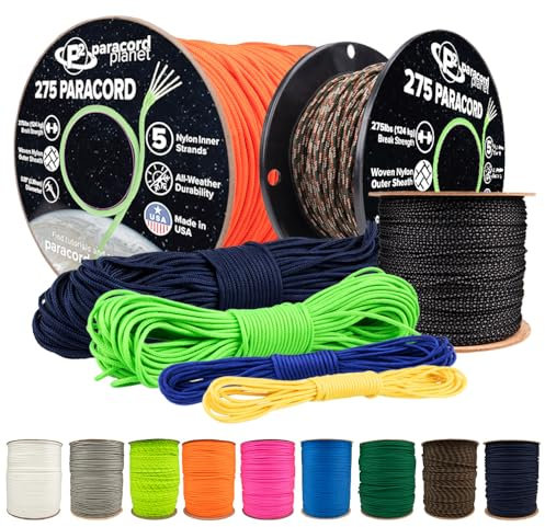 Paracord Planet 125 kg Paracord – 2,38 mm Nylon-Bastelschnur mit 5 Strängen Innenkern – Anthrazit (15,2 m)