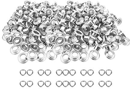 Trimming Shop 5mm Eyelet with Washers Durable Brass Grommets for DIY Leathercrafts, Sewing & Repair Clothing, Jackets, Scrapbooking, Handbag Decoration, Silver, 100pcs