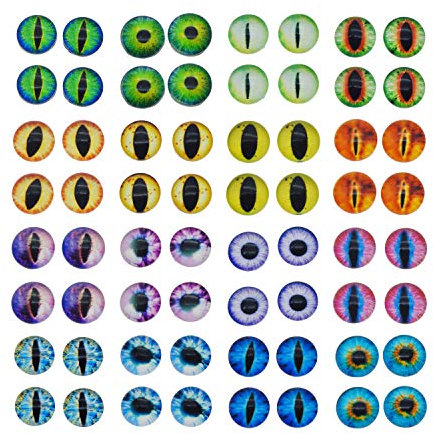 Julie Wang runde Drachenaugen-Cabochons aus Glas in sortierten Größen, 42 Stück je Packun, 20 mm
