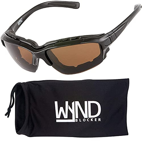 WYND Blocker Halvert Polarisierte Motorrad-Sonnenbrille, Schwarz, polarisierter Bernstein, Medium