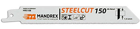 Mandrex | Säbelsägeblatt STELLCUT Bi-Metall MRS10B Tigersägeblatt 1,4 mm für Bleche, Rohre & Profile | 150 mm | 2er Set
