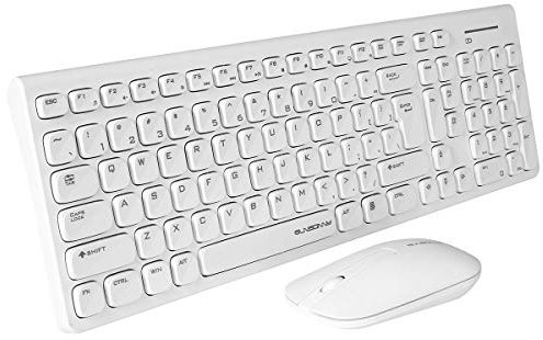 Qisan Tastiera e mouse wireless Combo Set Tastiera 104 tasti senza fili con 3 tasti senza fili Mouse-White