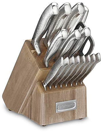 Cuisinart Juego clásico de cuchillos forjados de acero inoxidable martillado de alto carbono con protectores de hoja de vaina (juego de 17 piezas)